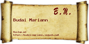 Budai Mariann névjegykártya